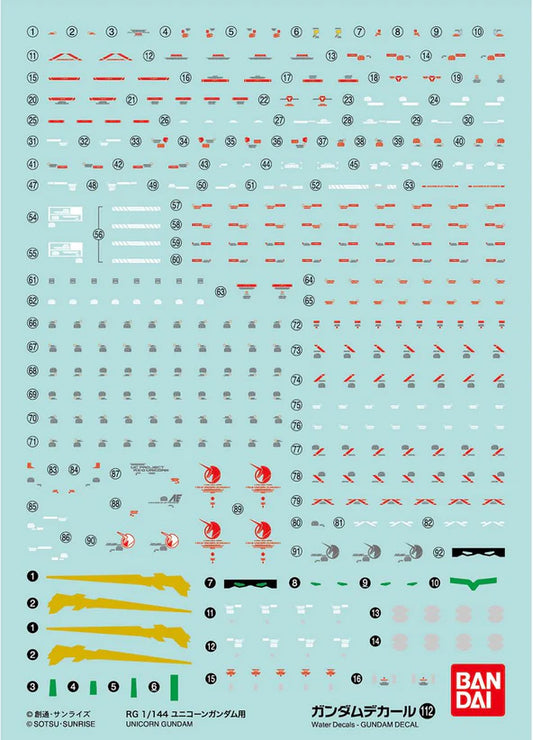 GUNDAM DECAL 112 - RG UNICORN GUNDAM USE