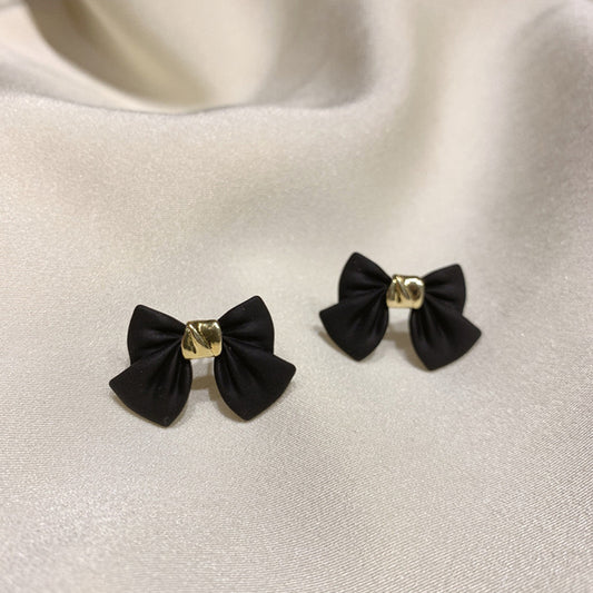 Domestic S925 silver needle bow earrings - two options available