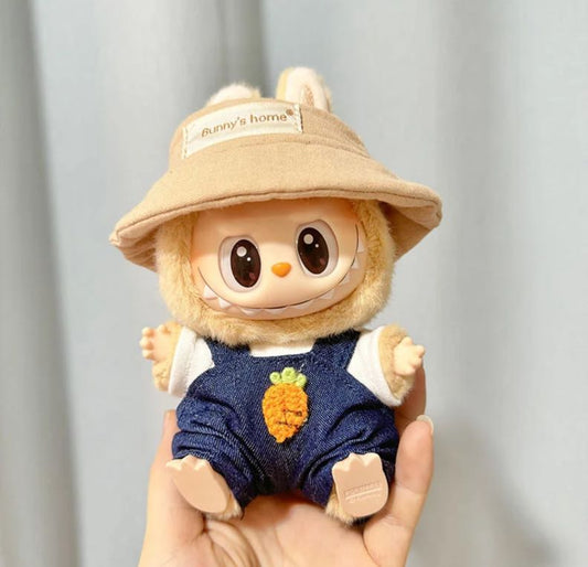 labubu sit carrot strap + bunny brown hat