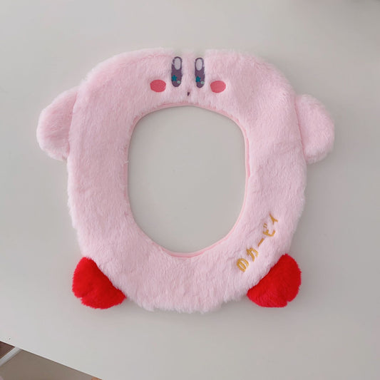 Cute Cartoon Kirby O-shaped Plush Toilet Cover