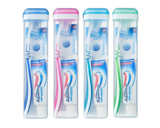 Japan AQUAFRESH travel toothpaste and toothbrush set-(random color) 