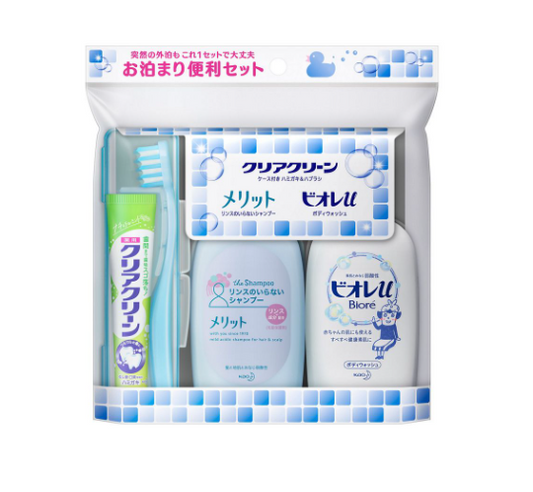 Japan KAO Kao biore travel set (toothpaste and toothbrush and shampoo and shower gel)