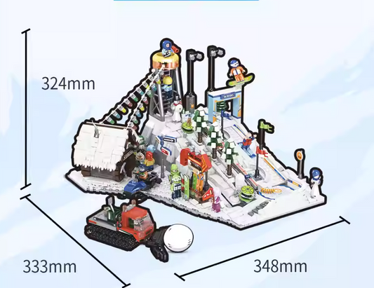 Senbao building blocks ski season ski resort street scene electric puzzle assembly model