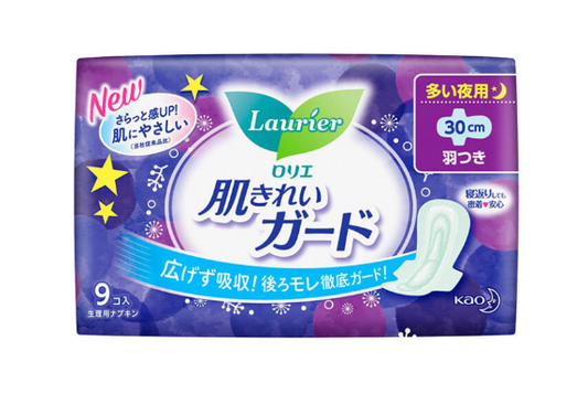 日本 KAO 花王 LAURIER乐而雅夜用30cm卫生巾-9pcs
