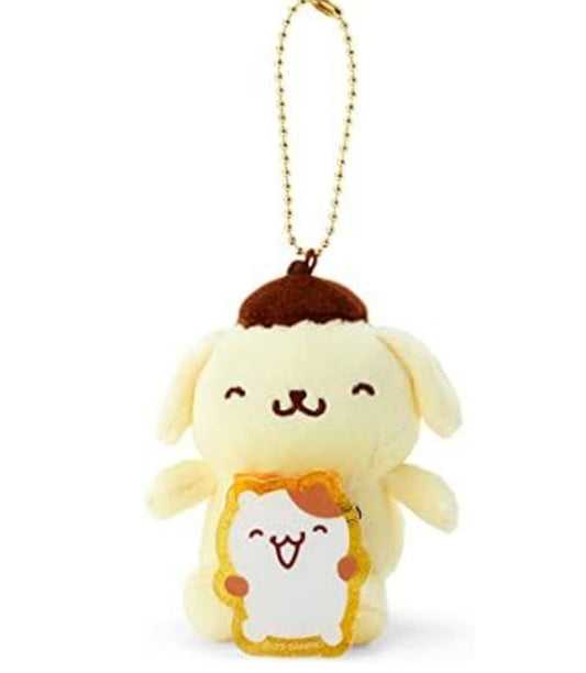 Japanese Sanrio Plush Mascot with Badge Doll Pendant - Pom Pom Purin (Smile)