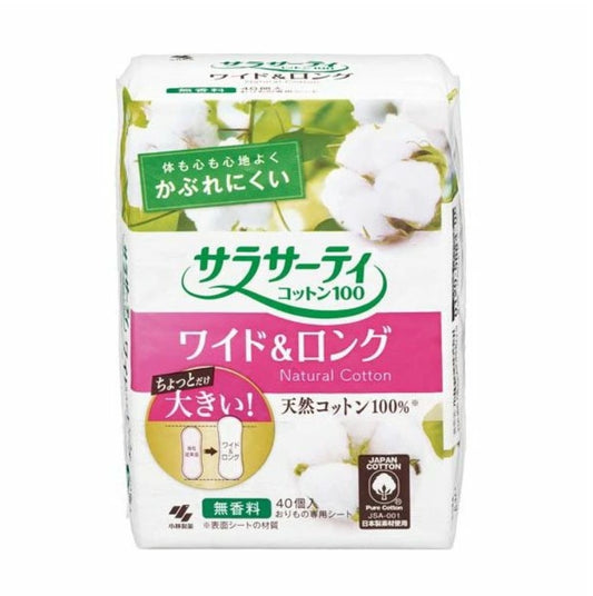 Japan Kobayashi Pharmaceutical Natural 100% Fragrance-free Cotton Panty Pads 17cm - 40 pcs