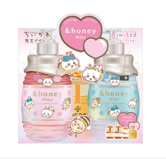 Chiikawa and Honey Milky Precious EX Limited Repair Shampoo and Conditioner Set