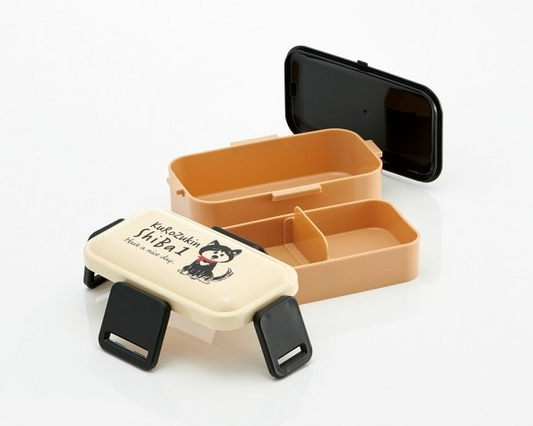Japan SKATER Black Shiba Inu Double Layer Lunch Box 