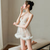 White Girl Fairy Fluttering Feather Sling Nightdress