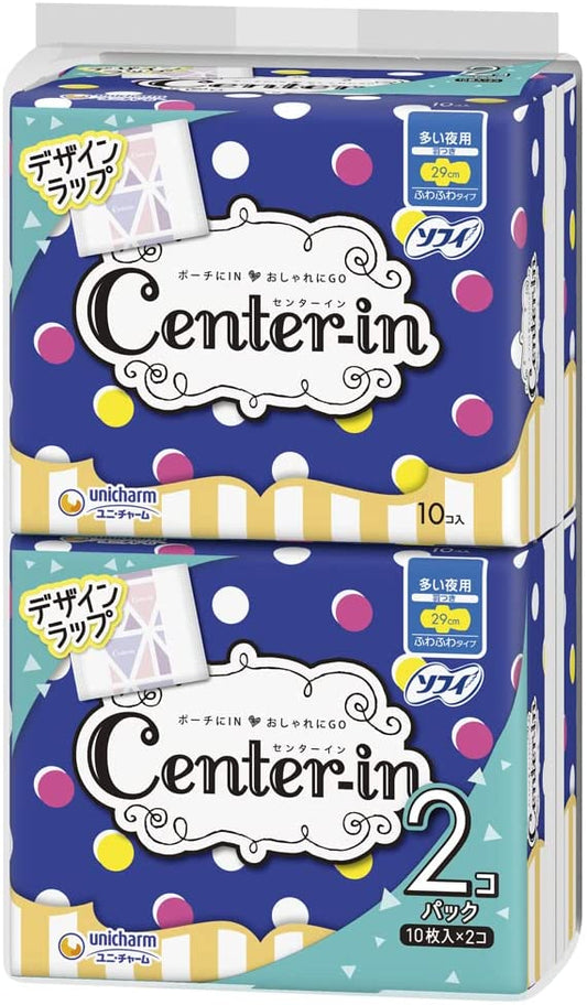 日本UNICHARM 尤妮佳 Center-in 量多夜用卫生巾-29cm-10pcs×2