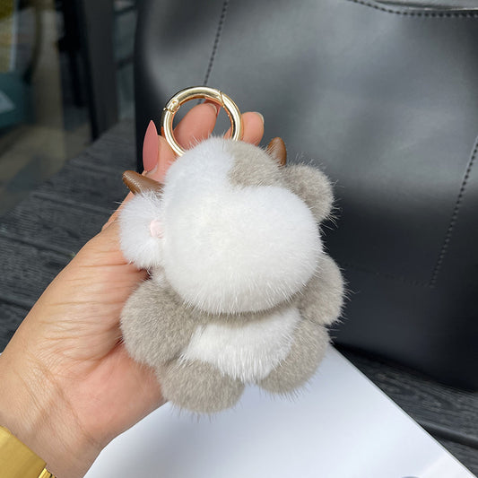 Domestic product cute little cow plush key bag pendant - two options
