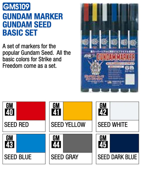Click to expand Gundam Marker - Seed Marker Set Gundam Marker - Seed Marker Set GUNDAM MARKER GMS109 - SEED MARKER SET