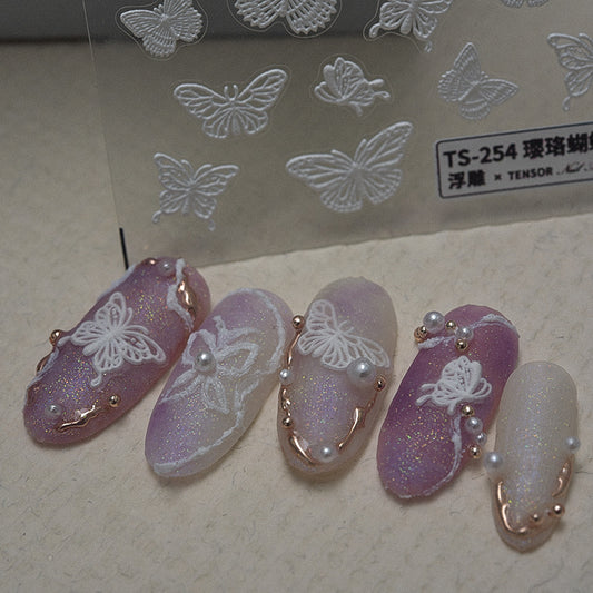 Nail Sticker- Ying Luo Butterfly White Butterfly