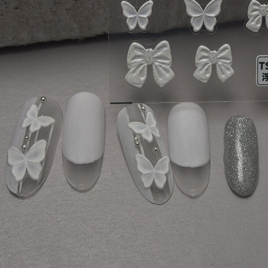 Nail Sticker-Black and White Bowknot Butterfly