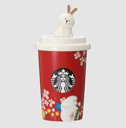 日本星巴克2023兔年限定陶瓷杯带兔子盖子
