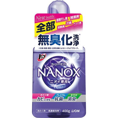 日本LION狮王 TOP SUPER NANOX 抗菌除臭高浓度去污洗衣液-紫色